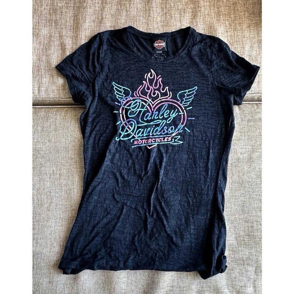 Harley Davidson Motor Cycles Corpus Christi T-Shirt Women’s Black Cotton Large L